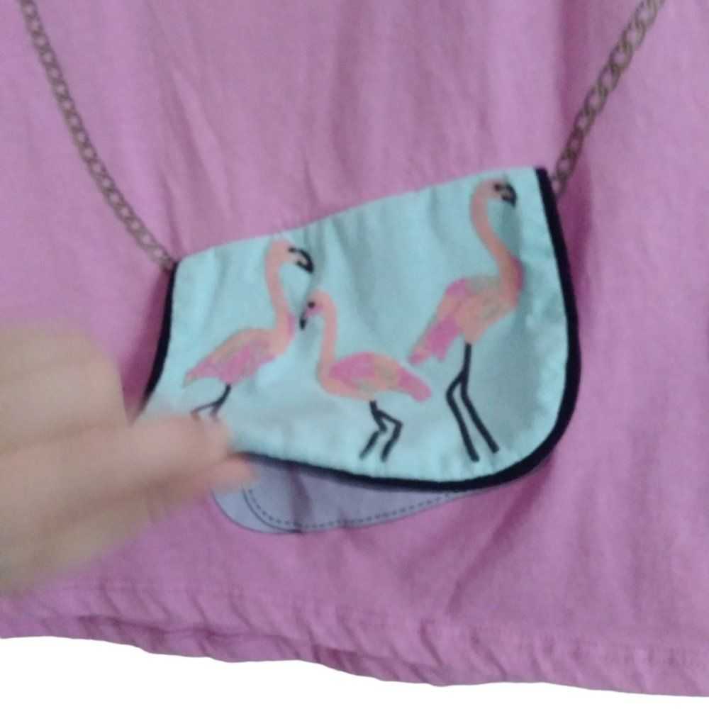 JESSICA SIMPSON COLLECTIBLE girls large flamingo purse pocket graphic tank - Picture 5 of 12